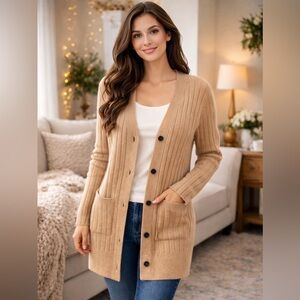 Women's Tan Cardigan Sweater